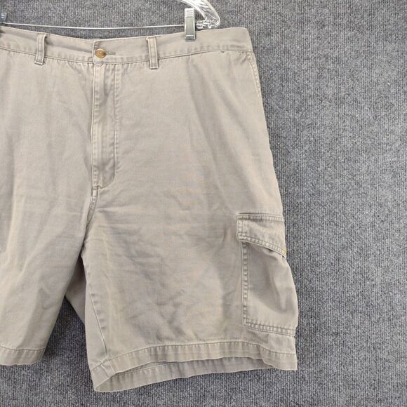 Savane Cargo Shorts Mens Size 40 Beige Gray Flap Pockets Belt Loops - Picture 7 of 13